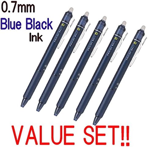 パイロット フリクションボール ノック式 消せるゲルインクペン 細字 0 7mm ブルーブラックインク 5本