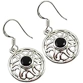 SilverStarJewel Faceted Black Onyx tcw 1.2 Earrings 1.3" Sterling Silver New Gift Jewelry