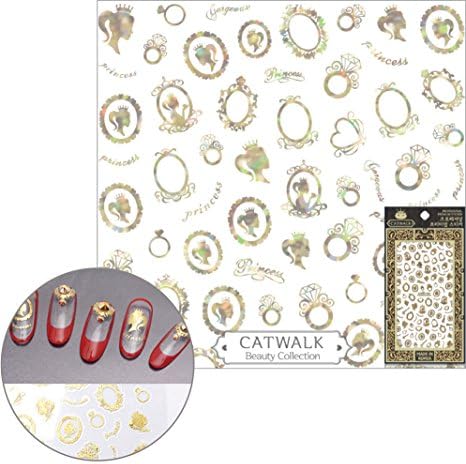 Catwalk Premium Peel-N-Stick Holographic Nail Stickers (Gold Princess Metallic)