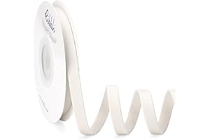 Ribbli Cream White Velvet Ribbon Double Faced 3/8 Inch 10-Yard Spool White Ribbon Use for Christmas Tree Ornaments Gift Wrapping Wreath Decoration Wedding Boutonnieres