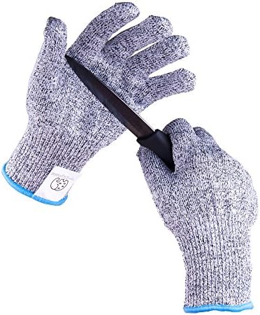 Premium Cut Proof Gloves By Spotty Elephant - Knife Slash Resistant Food Grade Safety Material - EN388 Compliant High Performance Level 5 Cut Protection - Machine-Washable (Medium, Grey)