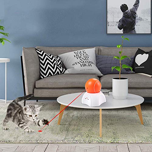 Nice Dream Automatic Cat Toy with LED Light, Cats Interactive Chase Toy for Cats Rotating Catch Training, Adjustable 3 Speeds (Orange Ball)