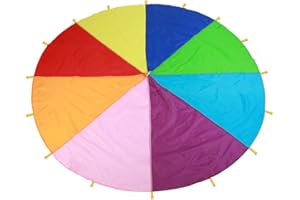 Outdoor Game Parachute, Oxford Fabric Abrasion Resistant Multi Color Rainbow Kids Play Parachute Toy (/9.8ft) Classic Toys