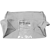 Amazon Basics Canvas Closet Storage Bag with Window and Handles - 23.6 x 17.7 x 11.3 Inches, Gray