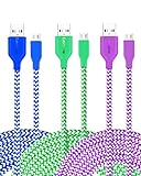 Micro USB Charger, Eversame 3-Pack 6Ft 1.8M Premium Nylon Braided Hi-Speed USB2.0 A Male to Micro B Sync Charger Cables For Android, Samsung Galaxy S6/Note5, HTC One M9, and more (Blue Green Purple)