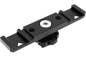 Micro Traders Aluminum Alloy Hot Shoe Adapter Camera Dual Cold Shoe Mount Bracket for Microphone Flash LED Lights Monitors 1/