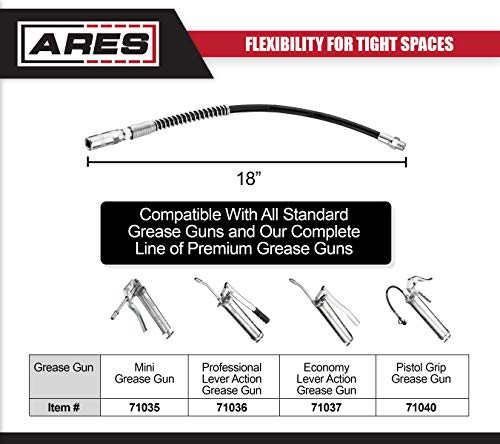 image for ARES 71042 | 18-inch Grease Gun Flex Hose | Working Pressure of 4,500 