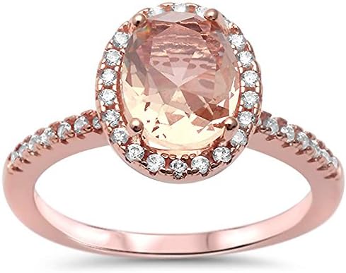 Sterling Silver Oval Cut Simulated Blue Sapphire & Cubic Zirconia Engagement Ring Sizes 5-10 Choose Your Color