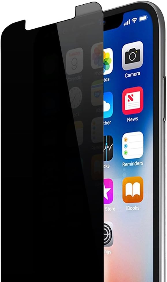 Ankoon Privacy Screen Protector, Anti-Spy Tempered Glass Screen Protector Premium 0.3mm 9H HD Anti-Scratch Anti-Fingerprint Easy Install Compatible iPhone X & iPhone XS 5.8 inch