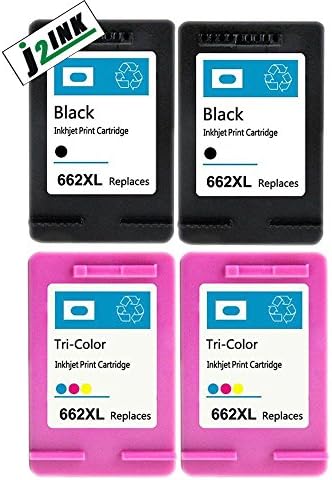J2INK 4 Pack #662 XL Black &amp;Color Ink Cartridges for HP Deskjet 1015 1515 2515 2545