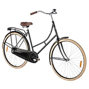 Grand 1888 Unisex fiets, Klassieke Oma fiets met comfortabel zadel, bagagedrager, reflectors, fietsstandaard en bel…