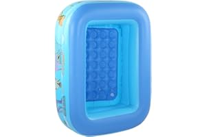 Asixxsix Inflatable Pool, Easy Inflate Better Air Tightness Large Inflatable Swimming Pool Rectangular Kiddie with Quick Defl