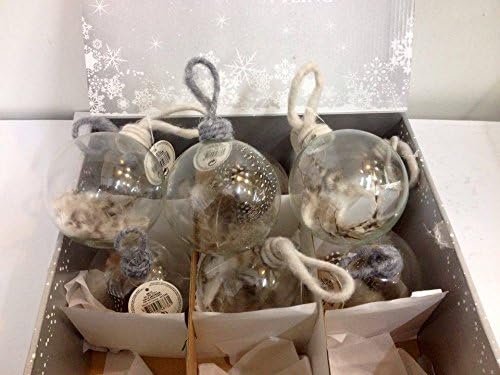 9 Boules De Noël En Verre Avec Plumes Et Cordon De Laine 2