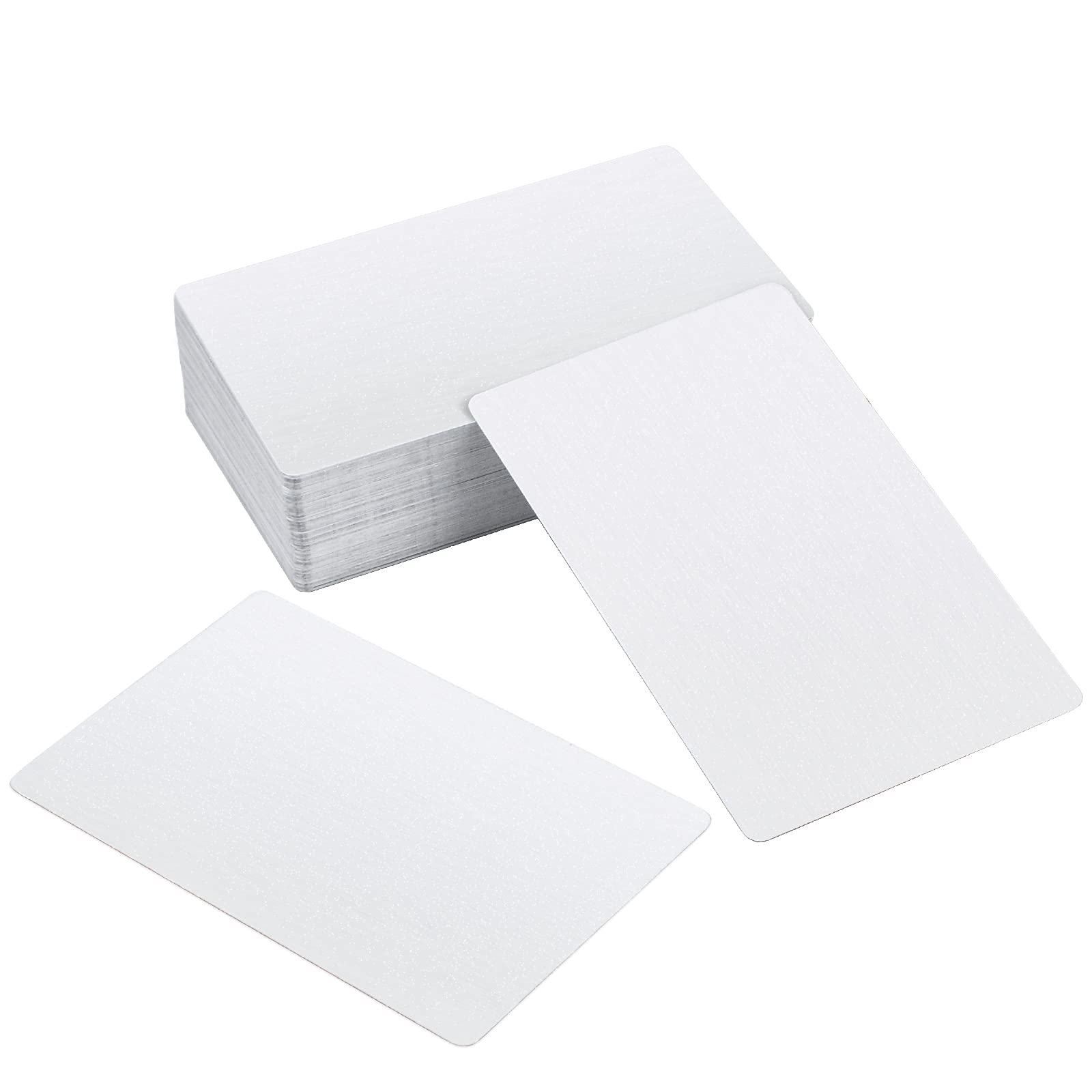WANDIC Metal Business Card, 100 PCS White Blanks Finished Aluminum Name Cards Sublimation Metal Business Cards for Heat Transfer Color Print UV Print Custom Laser Engraving (White, 100)