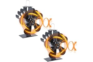 LESHP 2PCS Heat Powered Fan 5 Blades Wood Stove Fan Fireplace Fan,Heat Powered Stove Fan for Wood Burning Stove/Log Burner/Fireplace/Buddy Heater/Wood Stove Accessories
