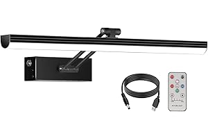 NEWREACH LED Picture Light, 16" 5200mAh Battery Operated Art Light, Cordless Remote Painting Lights with Timer and Brightness Dimmable for Display, Artwork, Dartboard, Gallery, Matte Black