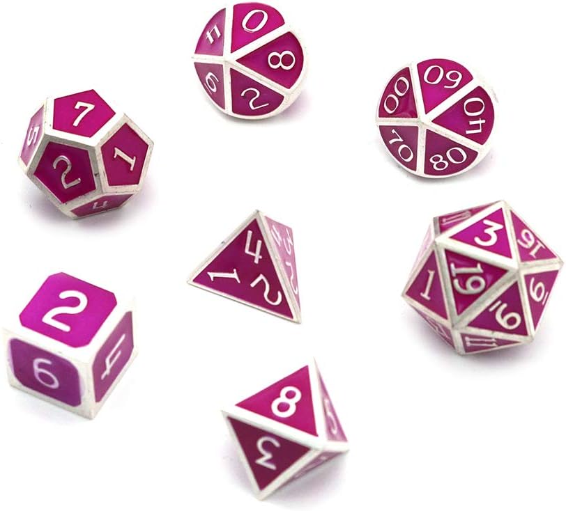 DollaTek 7PCS Metal Polyhedral Dice Set including Black Storage Bag for Role Playing Game Dungeons and Dragons D&D Math Teaching(Purple) - Image 5