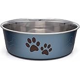 Loving Pets Bella Dog Bowls- Stainless Steel Dog &amp; Cat Bowls - Spill Proof Dog Food Bowl, Cat Bowl, Puppy Essentials &amp; Pet Supplies Great for Home &amp; Travel (Medium 20-35 lbs, Blueberry)
