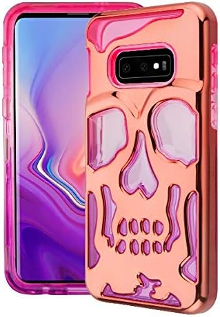 Phonelicious Samsung Galaxy S10 Plus Case Skull Series Dual Layer [Shockproof] Hybrid Hard Phone Cover Compatible with S10+ (Rose Gold/Pink)