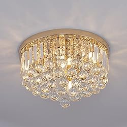 Gopmmy Mini Crystal Chandelier Ceiling Light,Flush