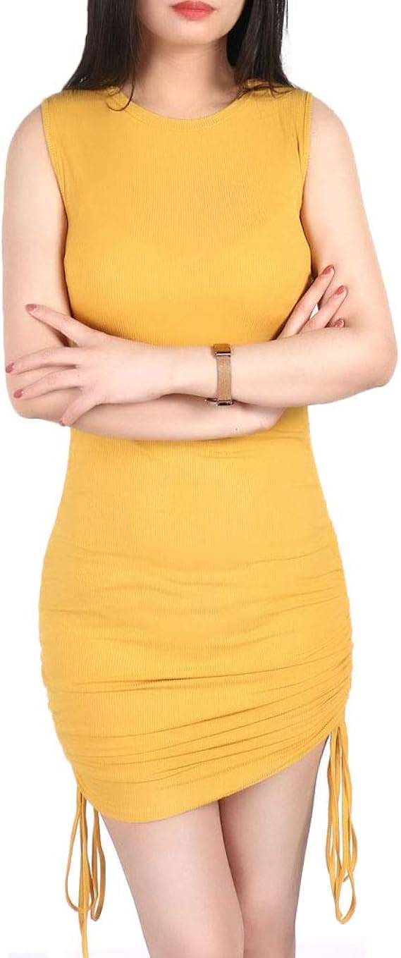 Amazon Hosiyoミニ ワンピース リブ ニット セクシー バスト ノースリーブ ライン ミニ丈 ニット ワンピース タイト シルエット 長袖 ワンピ ドレス セーター ワンピース チュニック 通販
