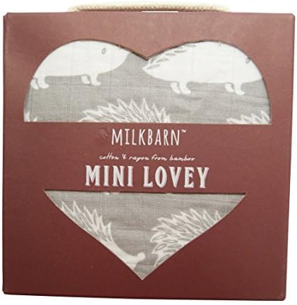 Milkbarn Mini Lovey Baby Blanket - Grey Hedgehog 18 X 18 by Milkbarn Kids