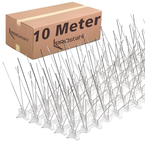 Taubenabwehr Vogelabwehr 10 Meter 5 - reihig EDELSTAHL A2 Taubenspikes UV-Beständig & rostfrei für Balkon Dach Fenster oder Sichtschutz Spikes gegen T