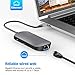 USB C Hub, USB C Adapter, XXBSAZ 8 in 1 Thunderbolt 3 Hub Dongle with 4K HDMI, Type C Charging Port, Ethernet, 3 USB 3.0 Ports, SD TF Card Reader for MacBook Pro 2018 and More USB C Devices, Grey