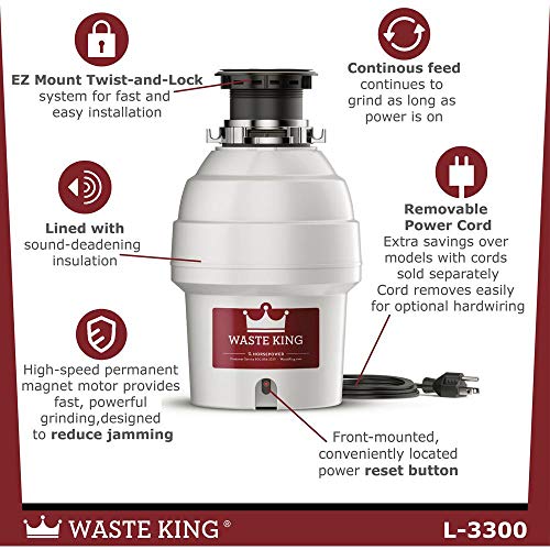 Waste King L3300 Garbage Disposal with Power Cord, 3/4 HP Pricepulse