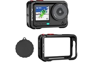 Aluminum Cage for DJI Osmo Action 6, Protective Frame Housing Lens Cover Cap Kit with Cold Shoe and 1/4" Threaded Connector A