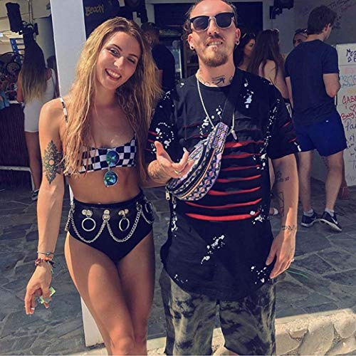 Victray Punk Leather Waist Chains Summer Beach Ring Body Chain Fashion Rave Belts Body Accessories Jewelry for Women and Girls (Black) - Thumbnail 5