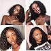 Starr Hair Brazilian Virgin Shorts Deep Kinky Curly Bob Lace Front Wig Glueless Natural Color Middle Part Pre Plucked Natural Hairline with Baby Hair for Black Women (12 Inch)