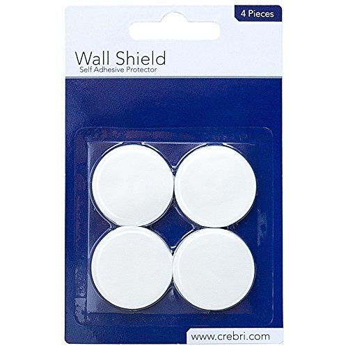 Door Knob Wall Shield - Round White Self Adhesive / Door Stopper Wall Protector Adhesive - Prevents Holes in Office/Kitchen/Bathroom. Perfect for light or Cabinet Doors