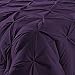 Comfy Bedding Double-Needle Durable Stitching 3-Piece Pinch Pleat Comforter Set All Season Pintuck Style (Queen, Plum)