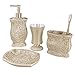 Creative Scents Victoria Beige Bathroom Accessories Set - Decorative Bathroom Accessory Set - 4 Piece Bathroom Set Features: Soap Dispenser, Toothbrush Holder, Tumbler, and Soap Dish
