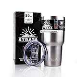 Stainless Steel Tumbler – STRATA 30 oz. Highly Insulated Rambler – No Sweat Thermos—304 Double Walled Stainless Steel w/ Copper Lining— Seamless Anti-Microbial Design with Travel Lid
