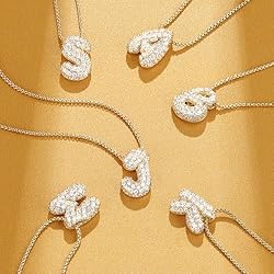 KissYan Bubble Letter Necklace, 14K Gold Plated
