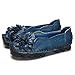 Outdoor Flat Casual Shoes, Tezoo Women's Genuine Leather Loafers - Handmade, Flower Style, Soft, Comfortable