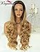 K'ryssma Ombre Blonde Lace Front Wigs Dark Roots Brown to Blonde Ombre Synthetic Wigs For Women Natural Looking Long Wavy Wig Heat Resistant 24 inch