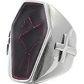 ZMY Home Coffin Skull Ring for Men Women – Gothic Punk Skeleton Couple Design Statement Stainless Steel Jewelry
