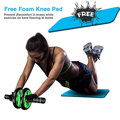 Wesoke Ab Wheel Roller, Professional Abdominal Fitness Equipment with Soft Knee Pad for Home Gym Office Boxing Exercise, Ab Crunch Machine with Anti-Slip Handles for Men Women Beginners (Green)