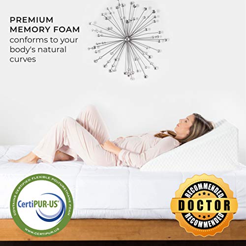 Milliard 12 Inch Bed Wedge Pillow with Memory Foam Top Helps with Acid Reflux and Gerds, Reduce