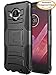 Moto Z2 Force Case, Moto Z2 Play Case, JATEM Rugged Hybrid Dual Layer Kickstand and Belt Clip Holster Combo + Tempered Glass Screen Protector (BLACK)