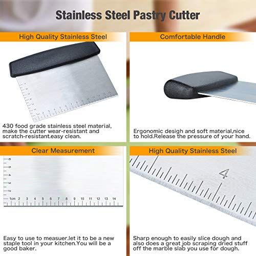 Dough Blender Dough Scraper Pastry Brush/Songway 3 in 1 Stainless Steel Kitchen Tools Set/Pastry Cutter Chopper Set for Kitchen Baking Barbecue