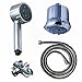 WantBa High Pressure Chrome 5 Setting Massage Spa Shower Head Combo with 6 Ft Shower hose and Handheld shower Dual 3-way-combo (Rainfall Fixed Wall Mount/Handheld Showerhead, diverter, shower hose)