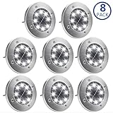Solar Ground Lights,Garden Pathway Outdoor in-Ground Lights with 8 LED (8 Pack)