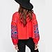 R.Vivimos Women Autumn Vintage Embroidered Short Jacket