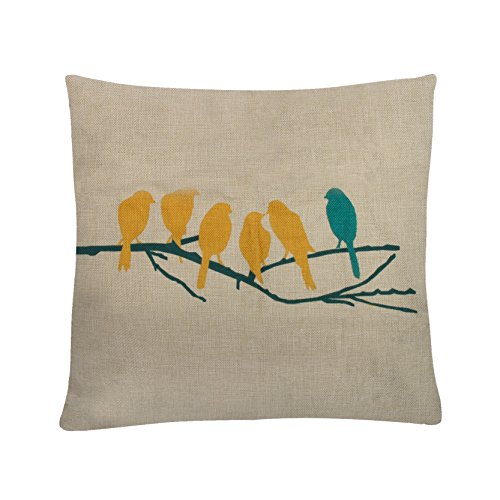 Cotton Linen Throw Cushion Cover Bird Pillow Case Sofa Car Home Decor 18 "X 18 "