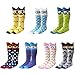 Deer Mum Kids Boys Girls Cute Owl Pattern Cotton Knee High Long Socks(3-12Y)