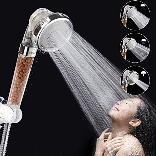 GFULLOV Ionic Shower Head Handheld Filter Filtration Showerhead High Pressure Water Saving with 3-Way Shower Modes for Dry Skin & Hair(white)